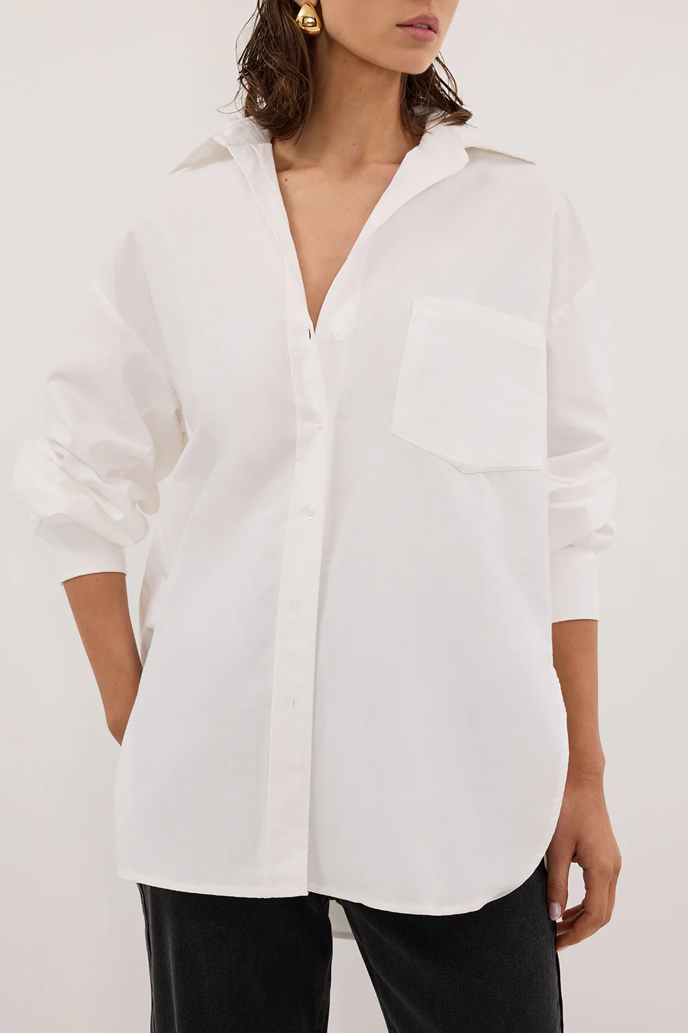 RHEA 2.0 WHITE OVERSIZED COTTON SHIRT - Yukikoi