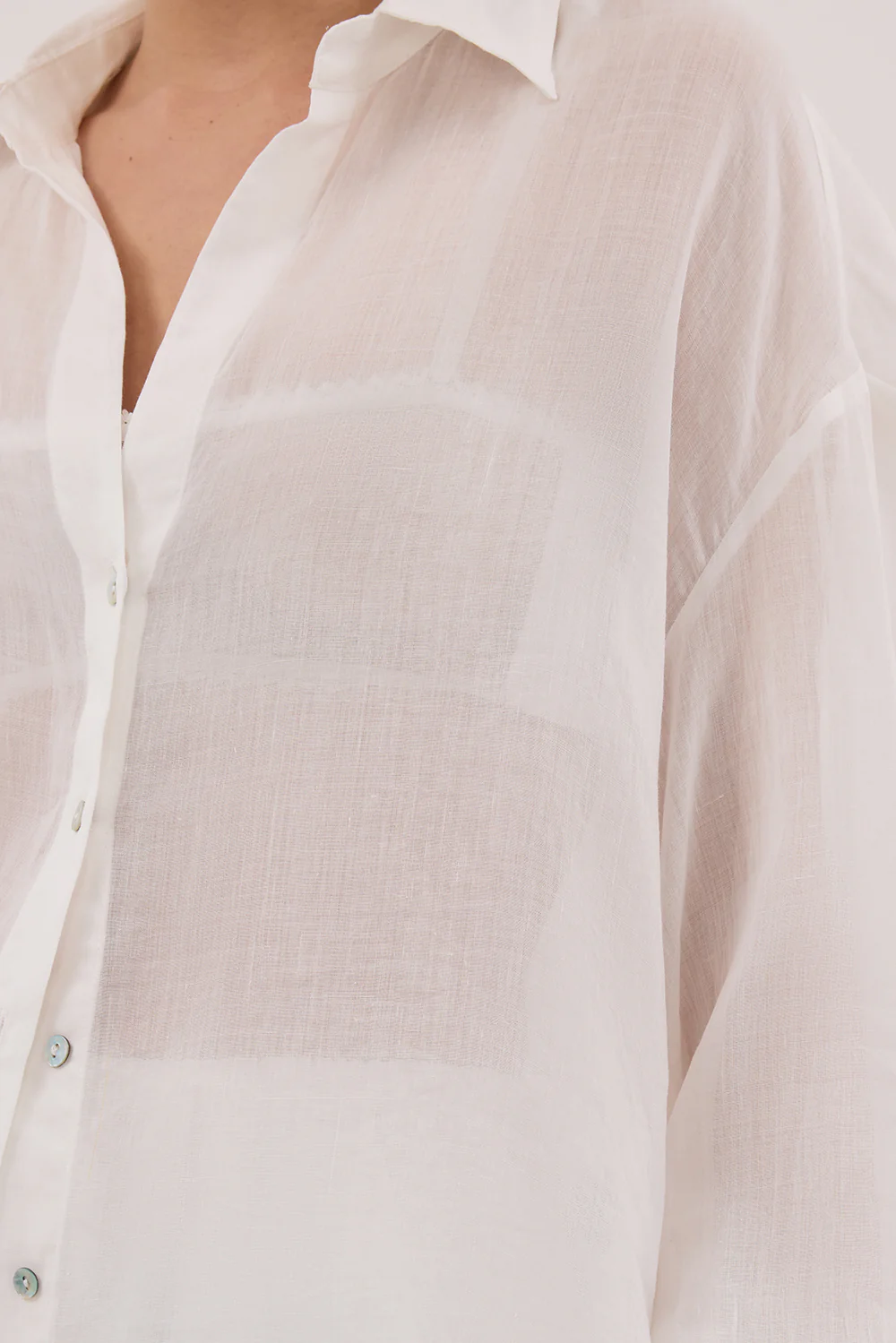 MILLER WHITE RAMIE LONG SLEEVE SHIRT - Yukikoi