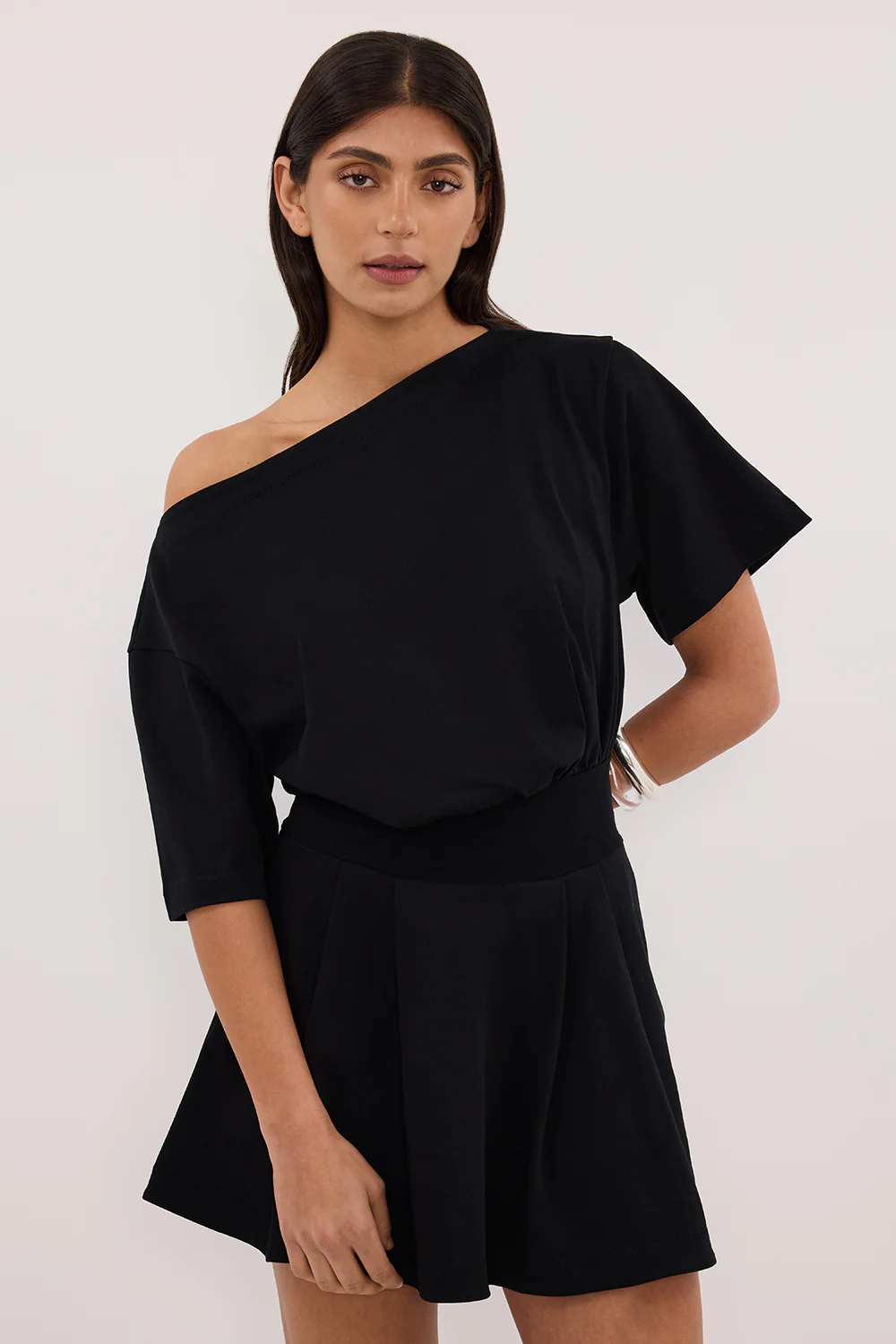 ESME BLACK ASYM MINI DRESS - Yukikoi