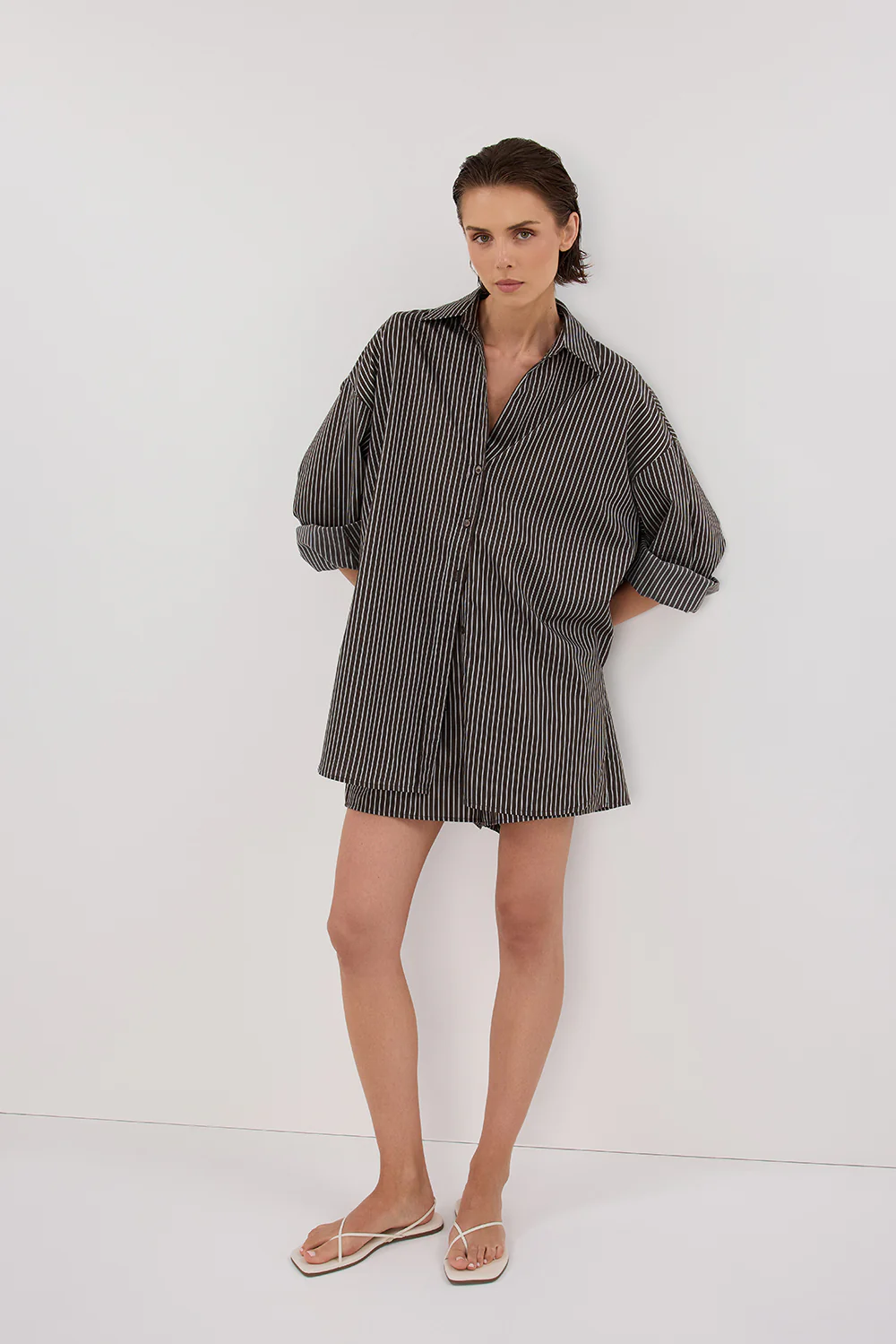 PALMA BITTER CHOC OVERSIZED SILK BLEND SHIRT - Yukikoi