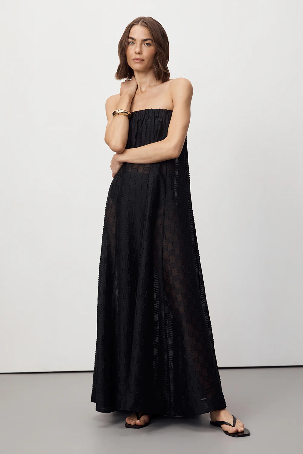 ELBA BLACK SHEER STRAPLESS DRESS - Yukikoi