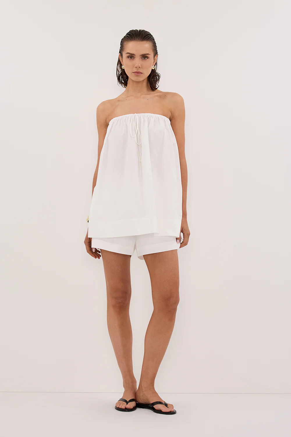 SOMMER WHITE STRAPLESS POPLIN TOP - Yukikoi