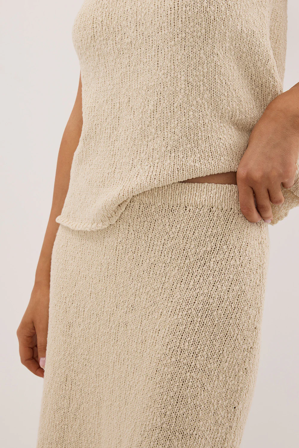DINA NATURAL KNIT MIDI SKIRT - Yukikoi