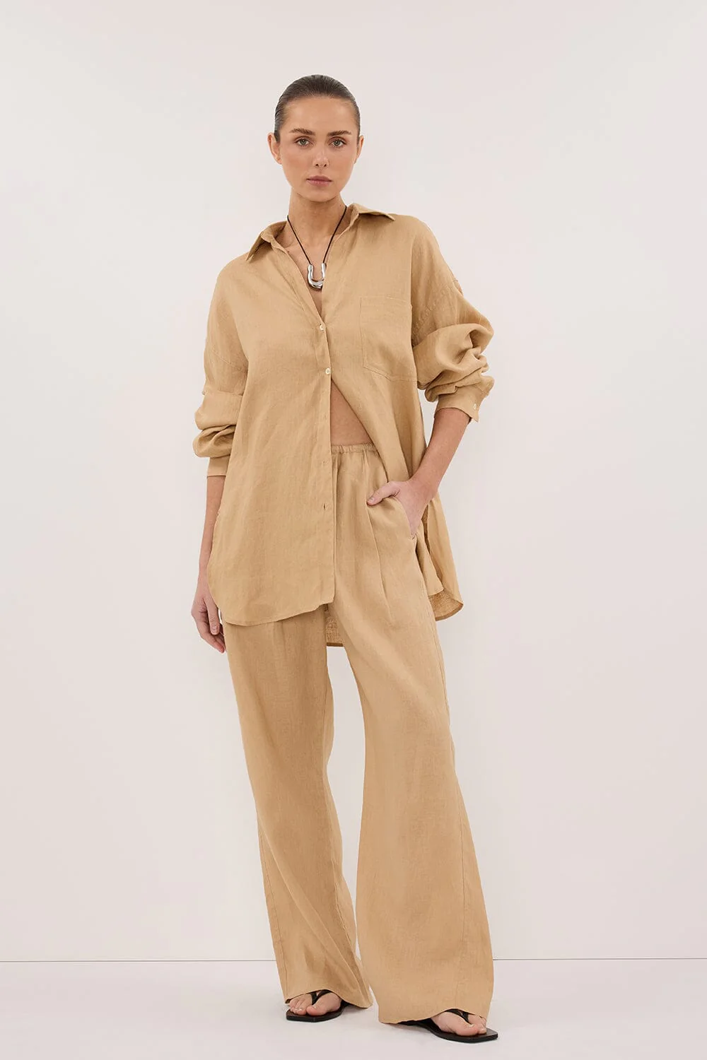 LUNE TAN LINEN PANT - Yukikoi