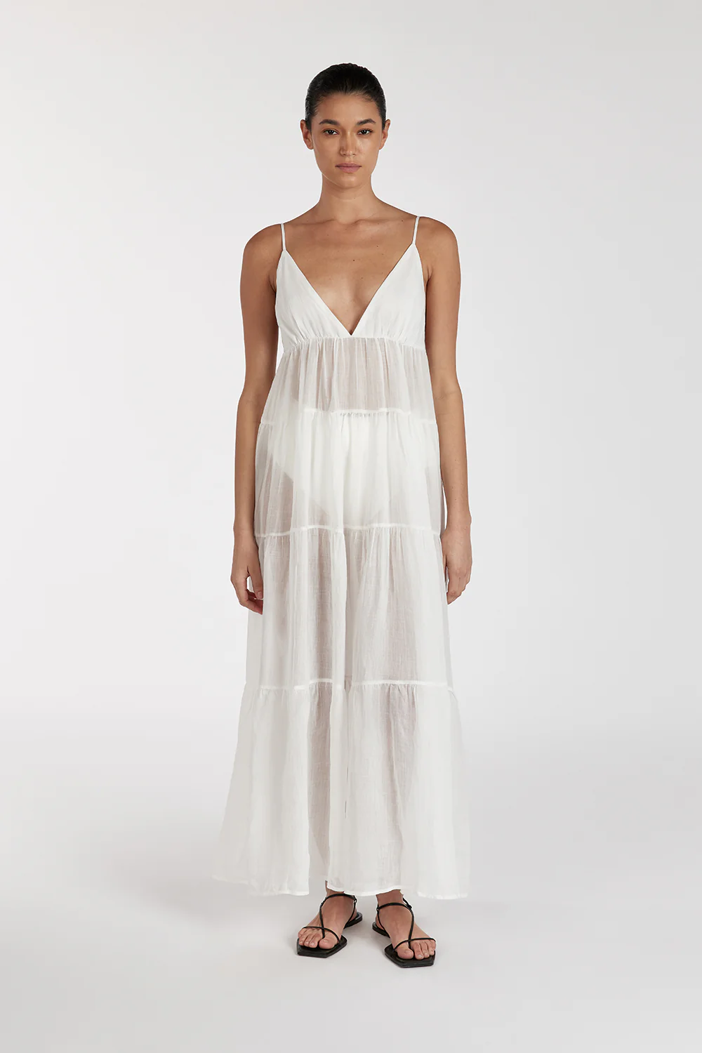 LIZA WHITE RAMIE MIDI DRESS - Yukikoi