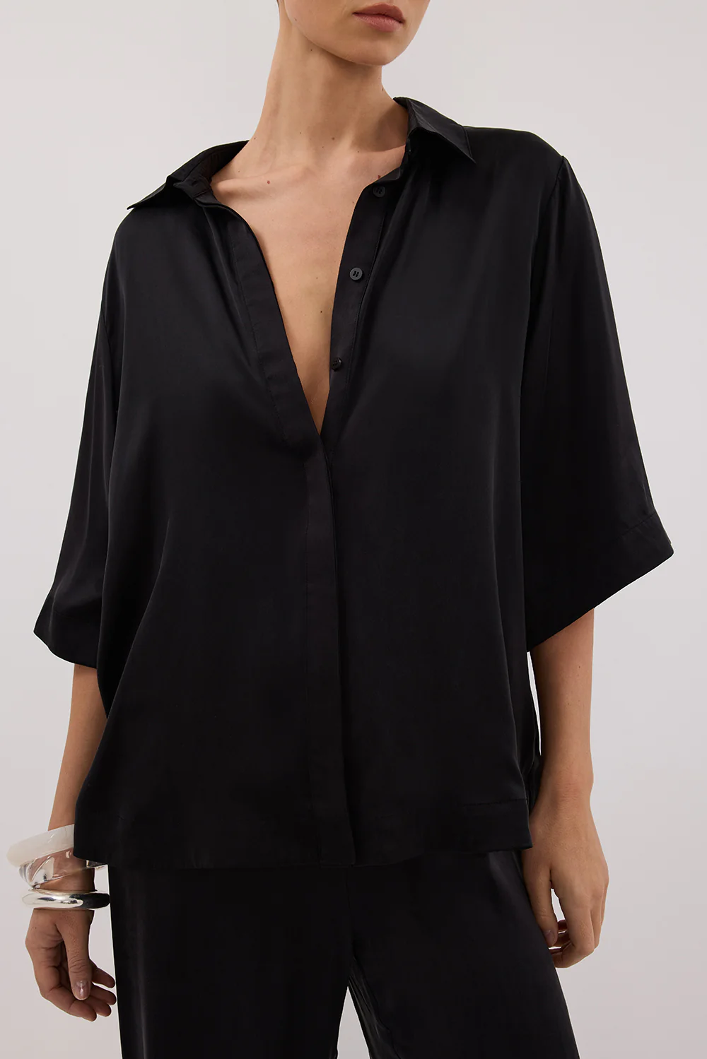 PERCY BLACK SILK SHIRT - Yukikoi