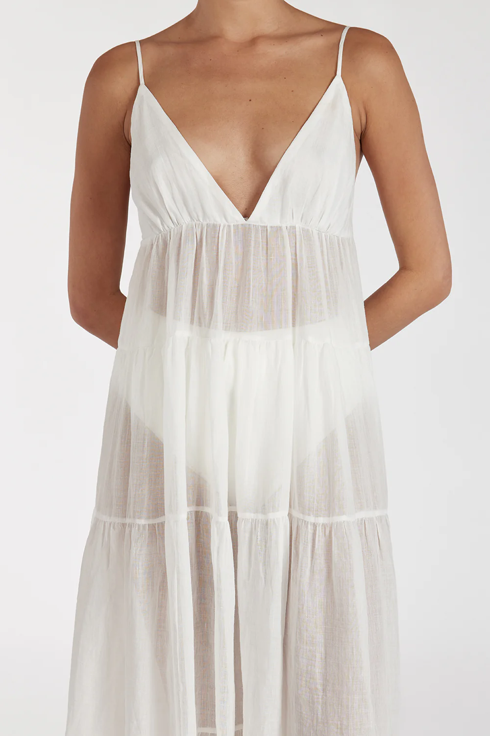 LIZA WHITE RAMIE MIDI DRESS - Yukikoi