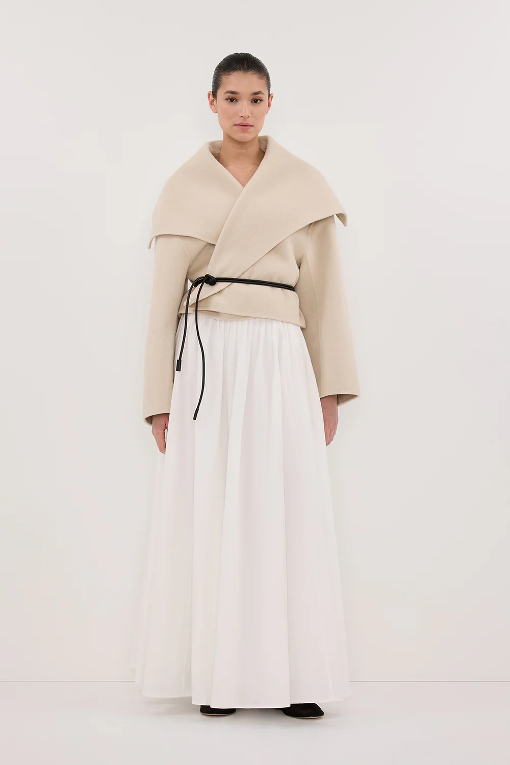 LUCIA BONE CROPPED WOOL BLEND TRENCH COAT - Yukikoi