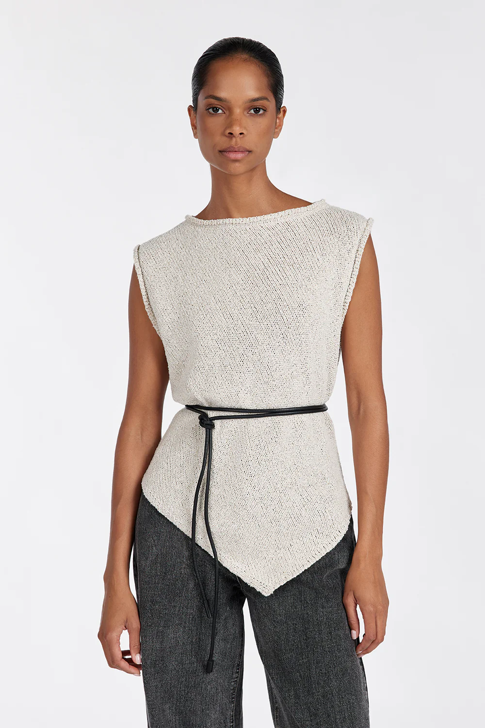 ALTHEA STONE ASYM KNIT TOP - Yukikoi