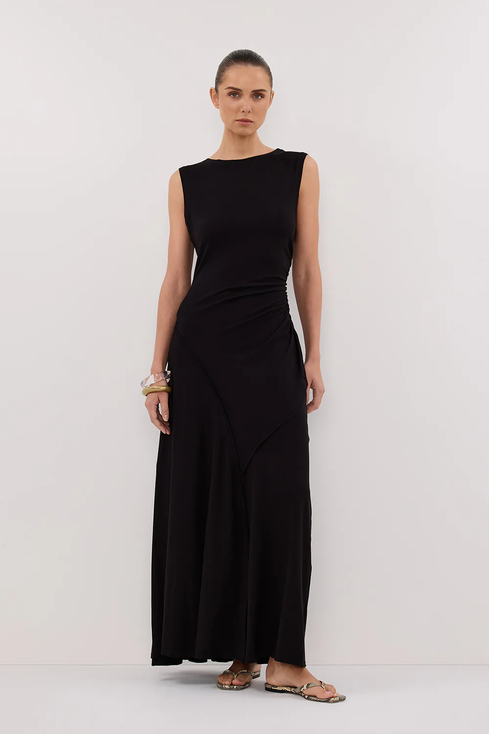 HADLEY BLACK SLEEVELESS KNIT MAXI DRESS - Yukikoi