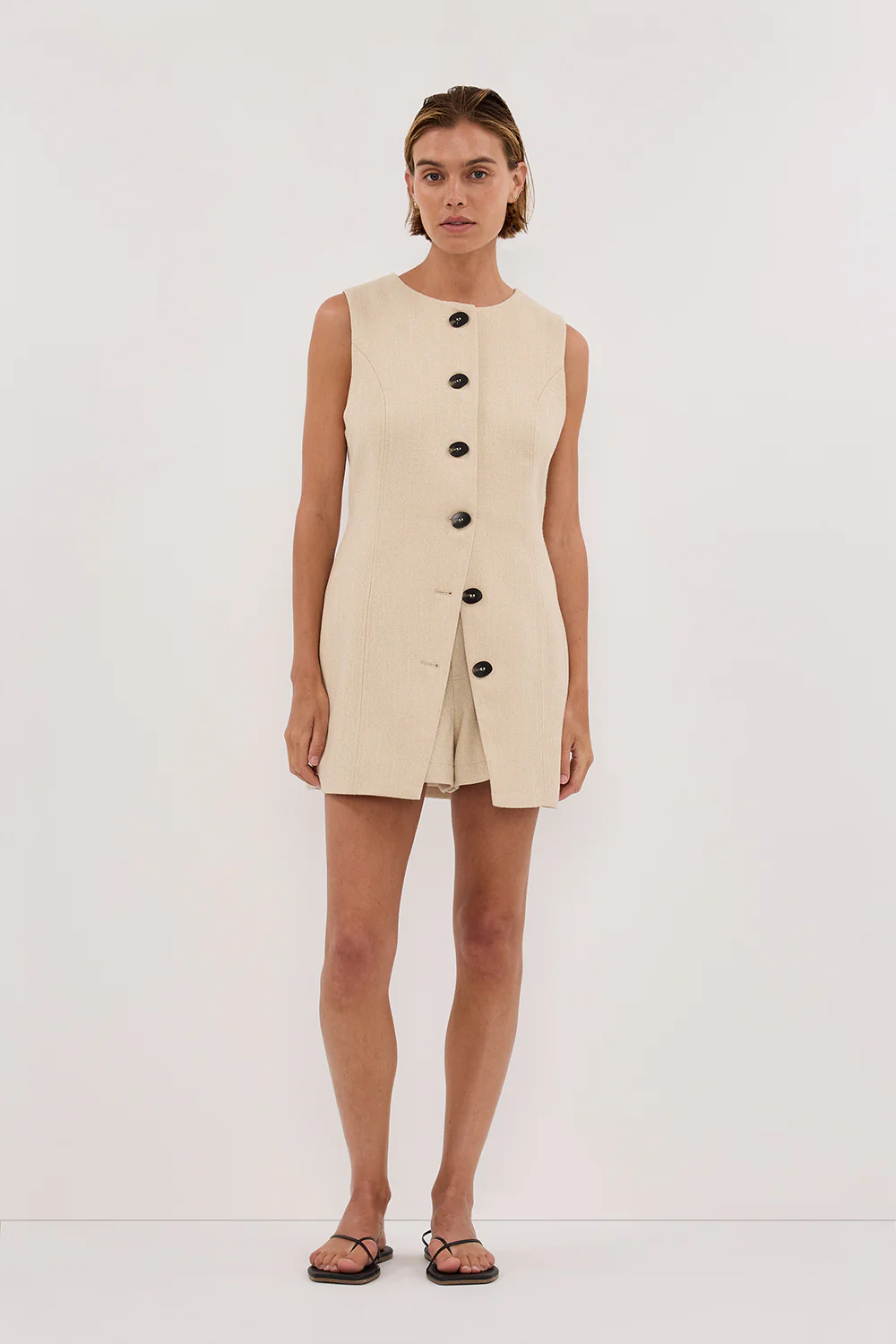 FRANKIE OAT TWEED TUNIC VEST - Yukikoi