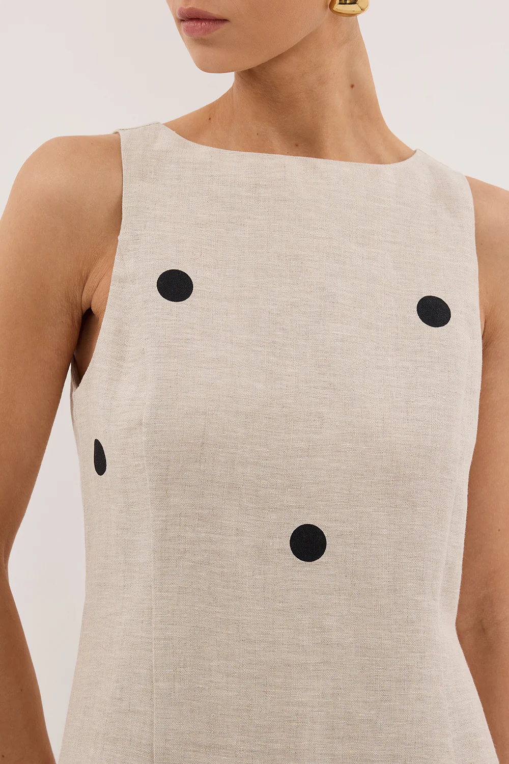 BEVERLY NATURAL SPOT LINEN MINI DRESS - Yukikoi