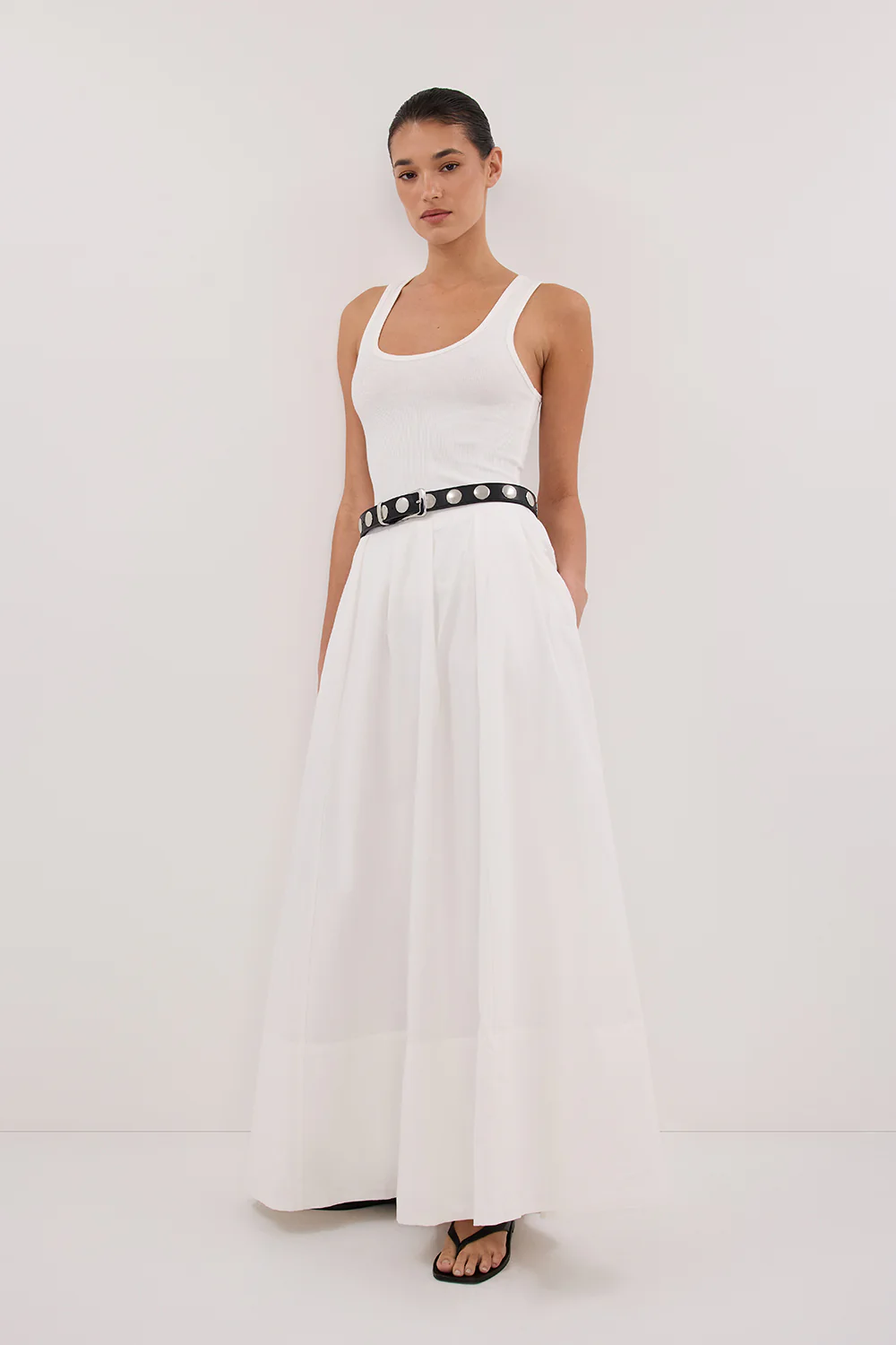 CONAGH WHITE POPLIN MIDI SKIRT - Yukikoi