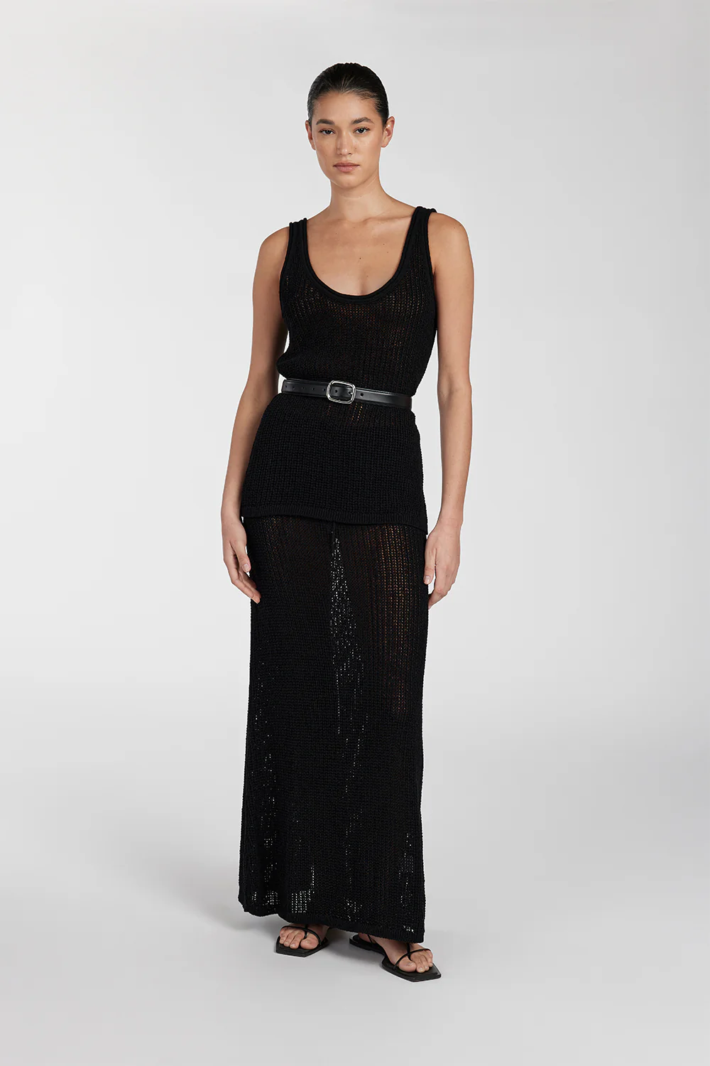 MARGOT BLACK CROCHET MIDI SKIRT - Yukikoi