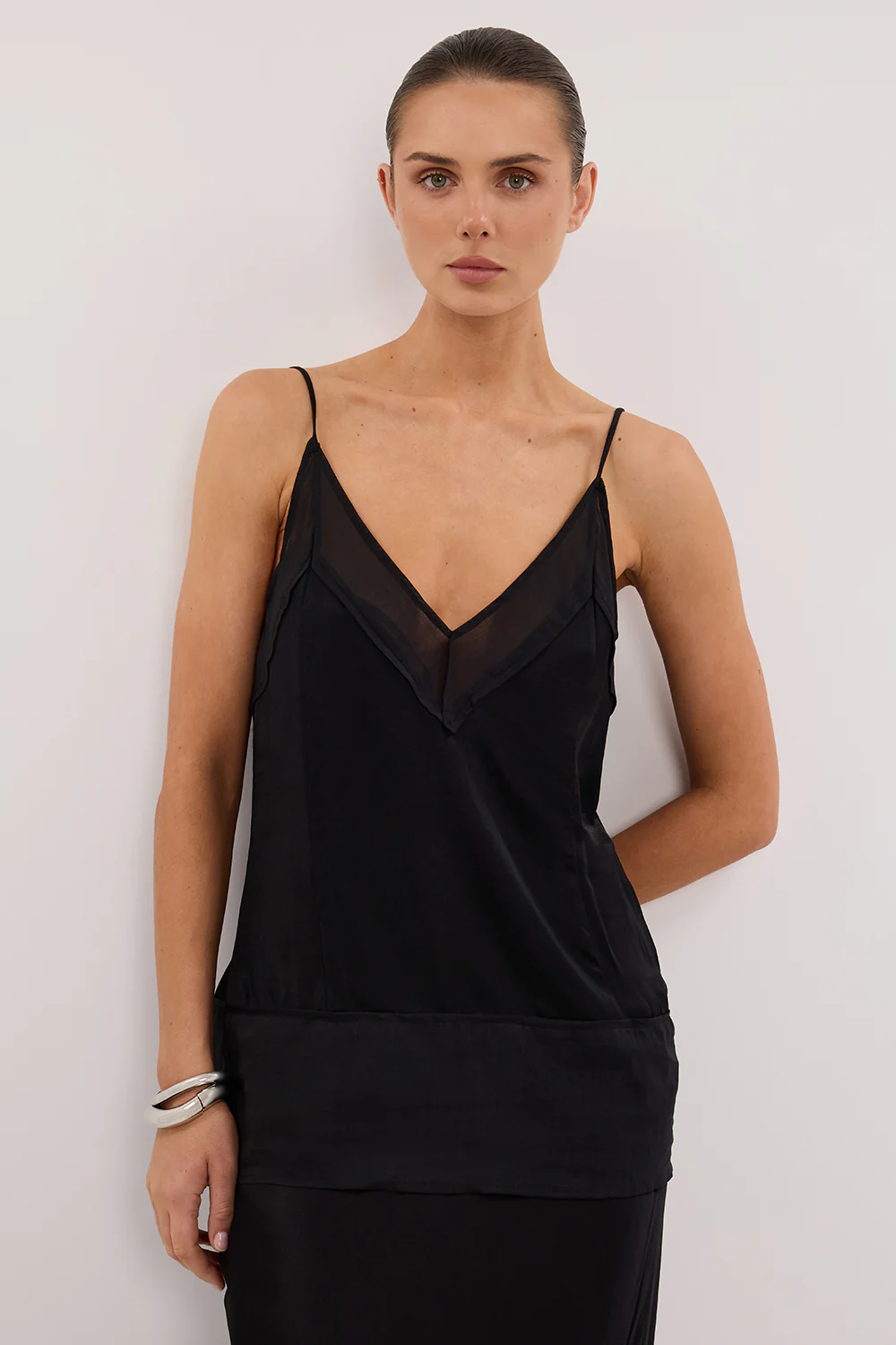 JUDE BLACK SATIN RAMIE CAMI TOP - Yukikoi