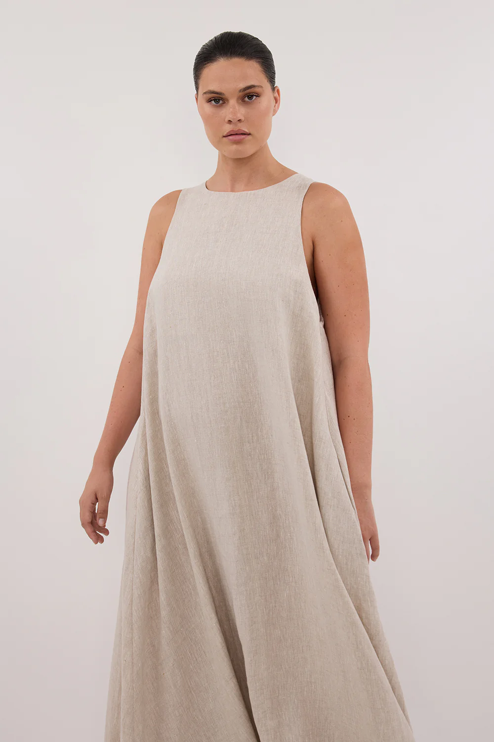 ISABELLE NATURAL LINEN MIDI DRESS - Yukikoi