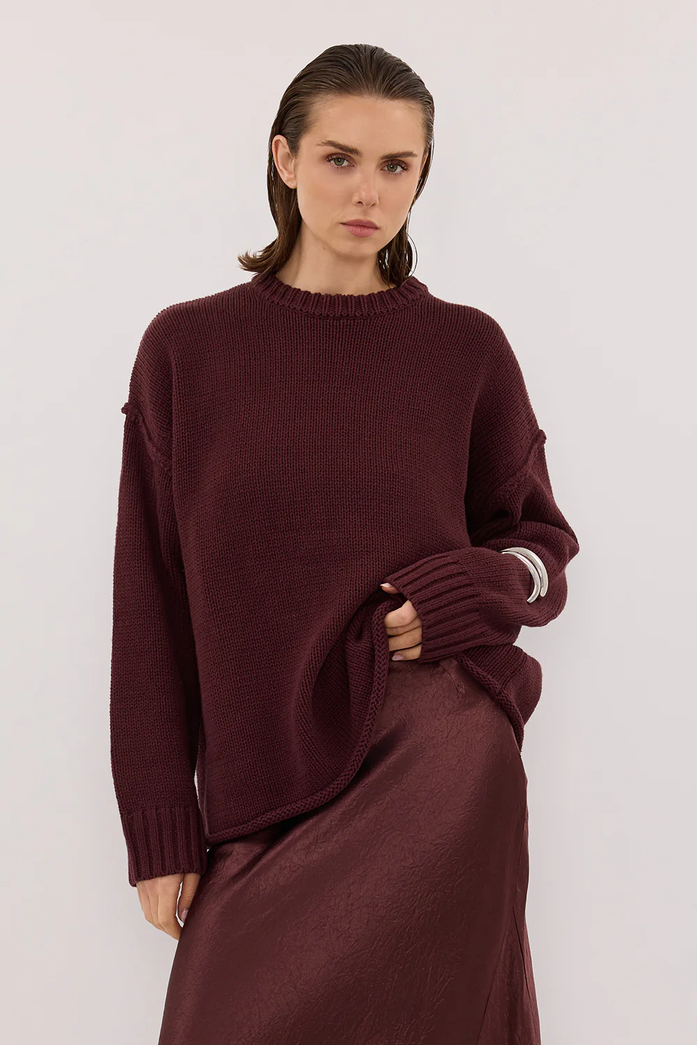 ROY WALNUT OVERSIZED LONGLINE KNIT JUMPER - Yukikoi