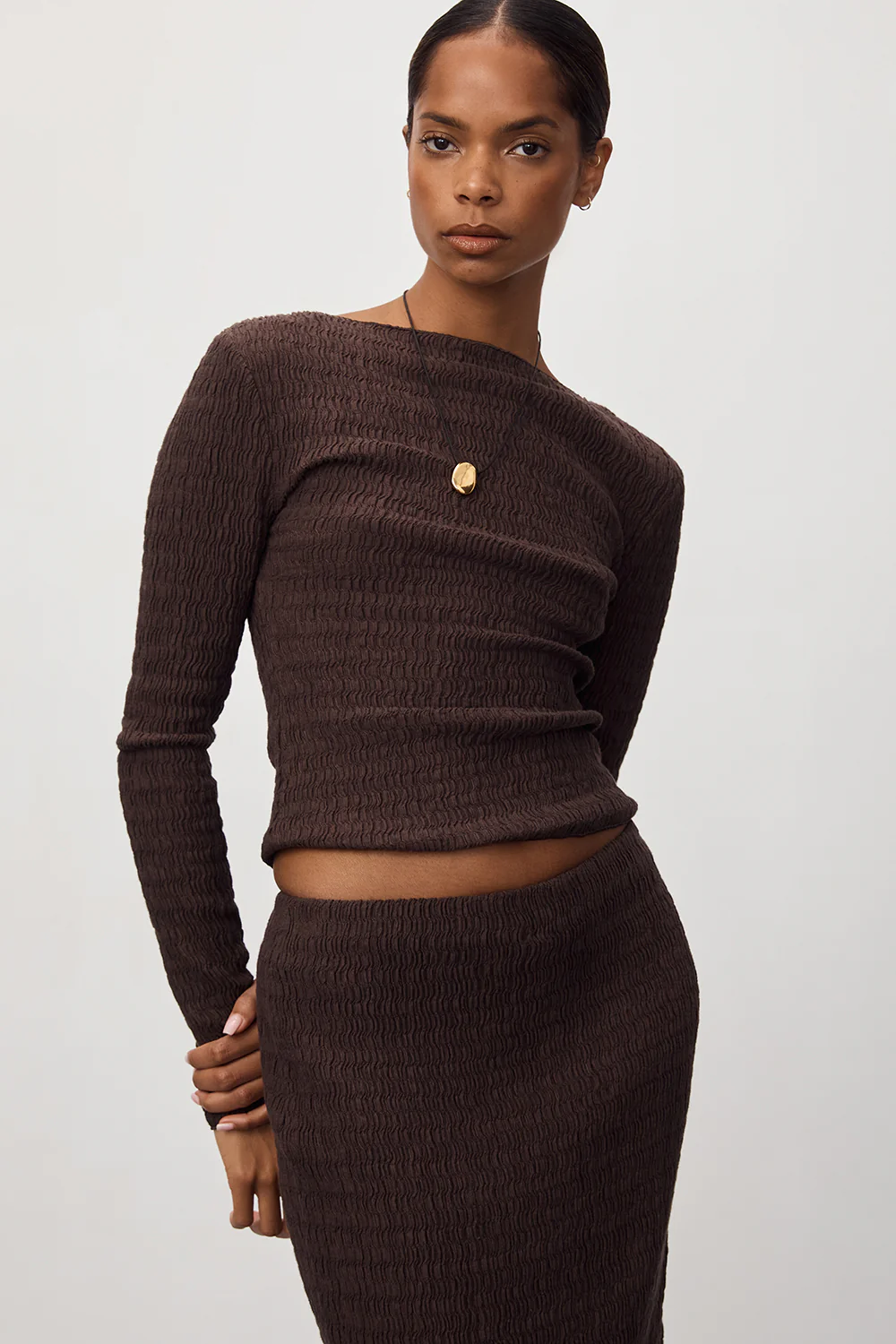 MELISSA CHOC LONG SLEEVE KNIT TOP - Yukikoi