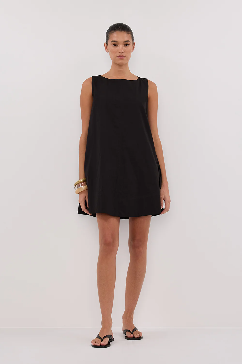 MAISIE BLACK POPLIN MINI DRESS - Yukikoi
