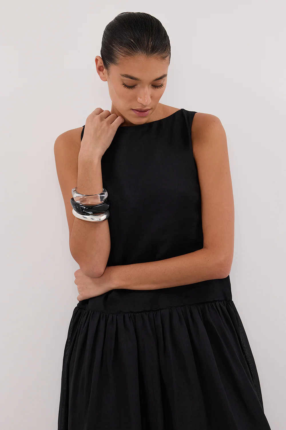 JACQUES BLACK RAMIE MIDI DRESS - Yukikoi