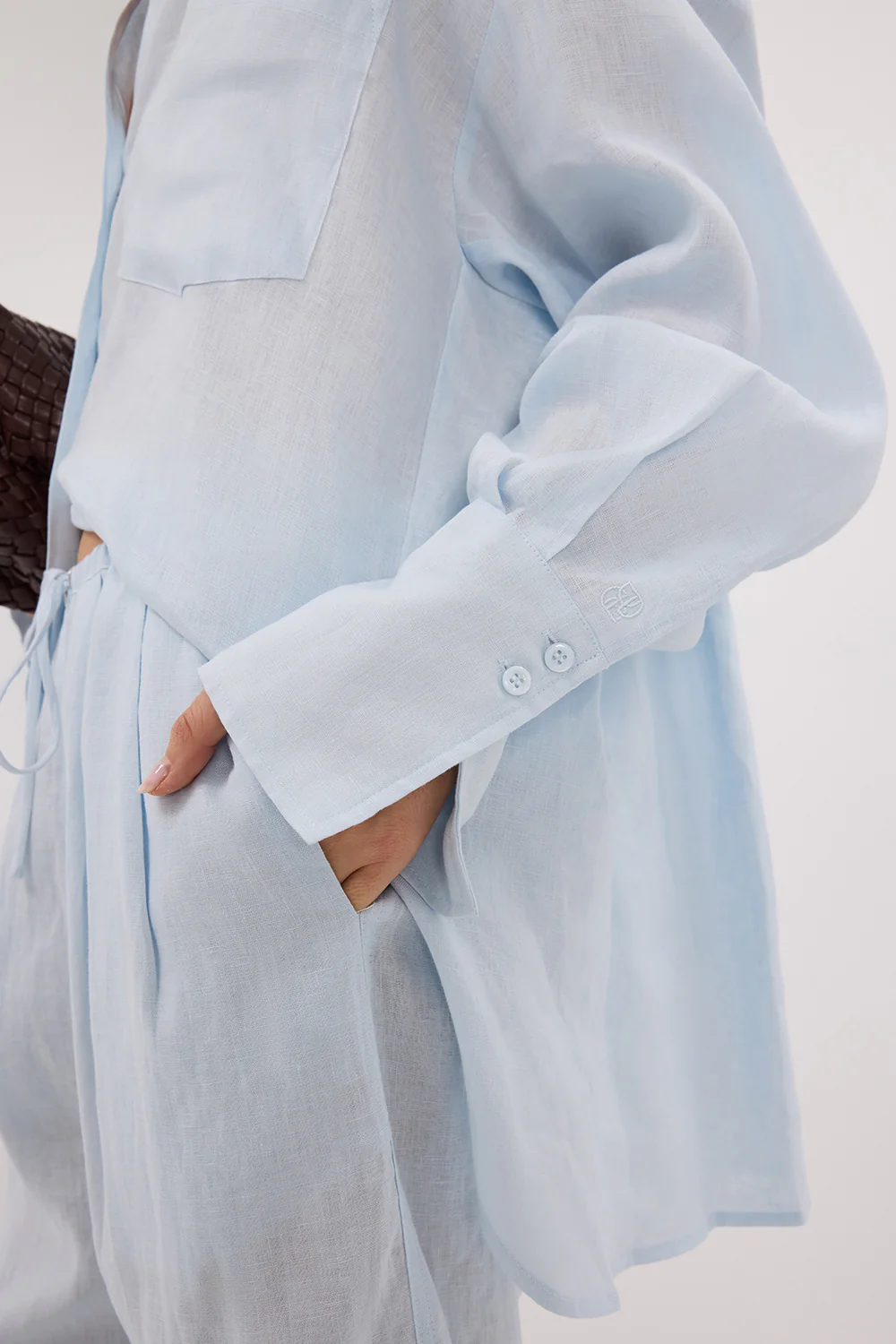 ELLIS ICE BLUE LONG SLEEVE LINEN SHIRT - Yukikoi