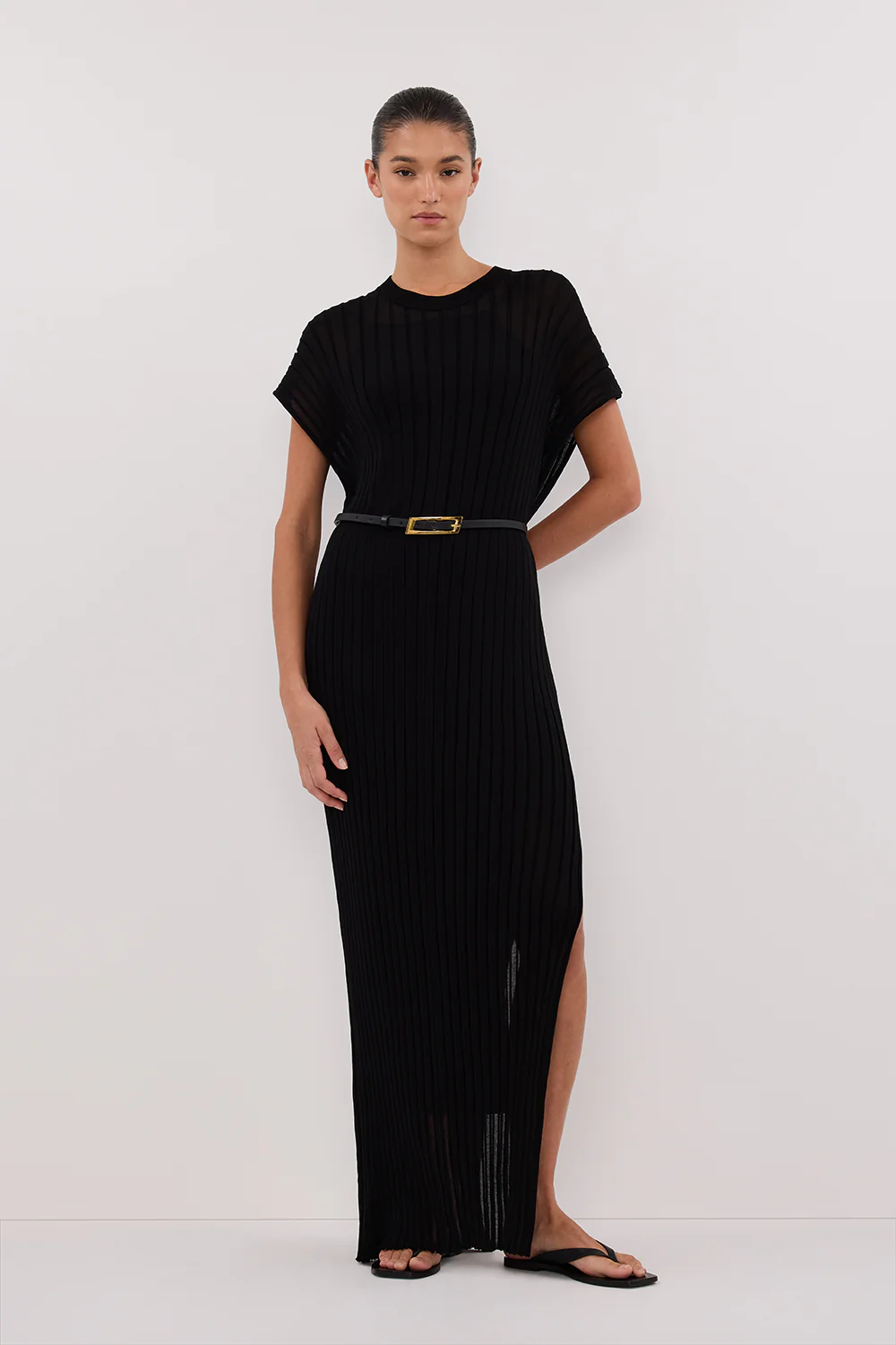 JADE BLACK KNIT MAXI DRESS - Yukikoi