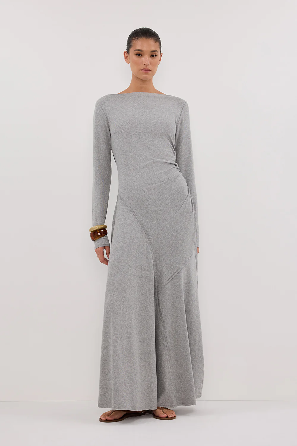 HADLEY SILVER LONG SLEEVE KNIT MAXI DRESS - Yukikoi